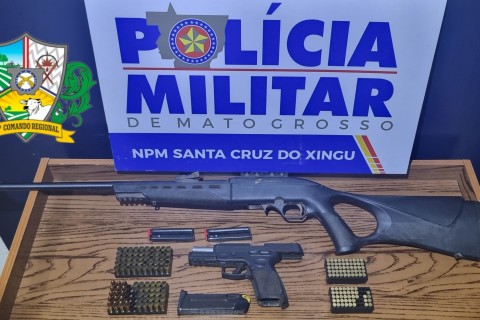 PM prende suspeito de violência doméstica e ameaça com armas de fogo em MT