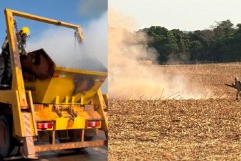 Incêndio começa em caçamba de caminhão e se espalha por vegetação em MT